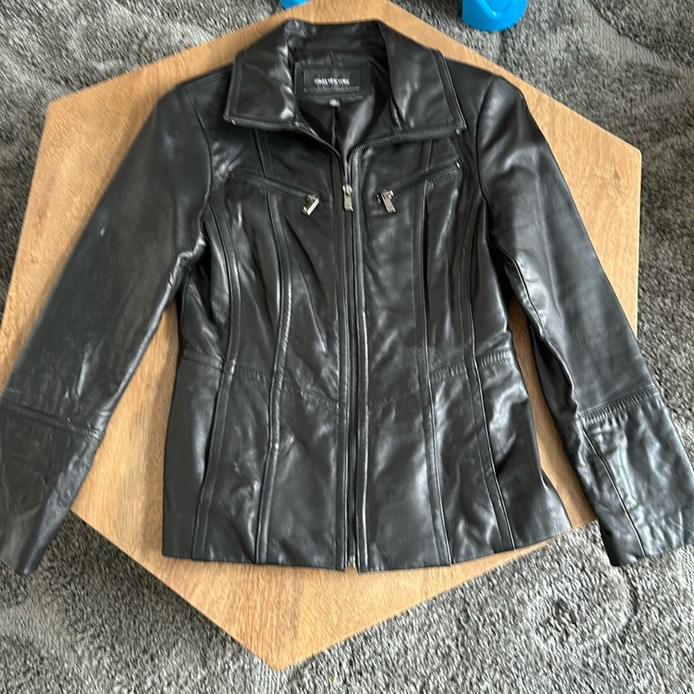 Soft Genuine Black Leather Jacket Jones New York M